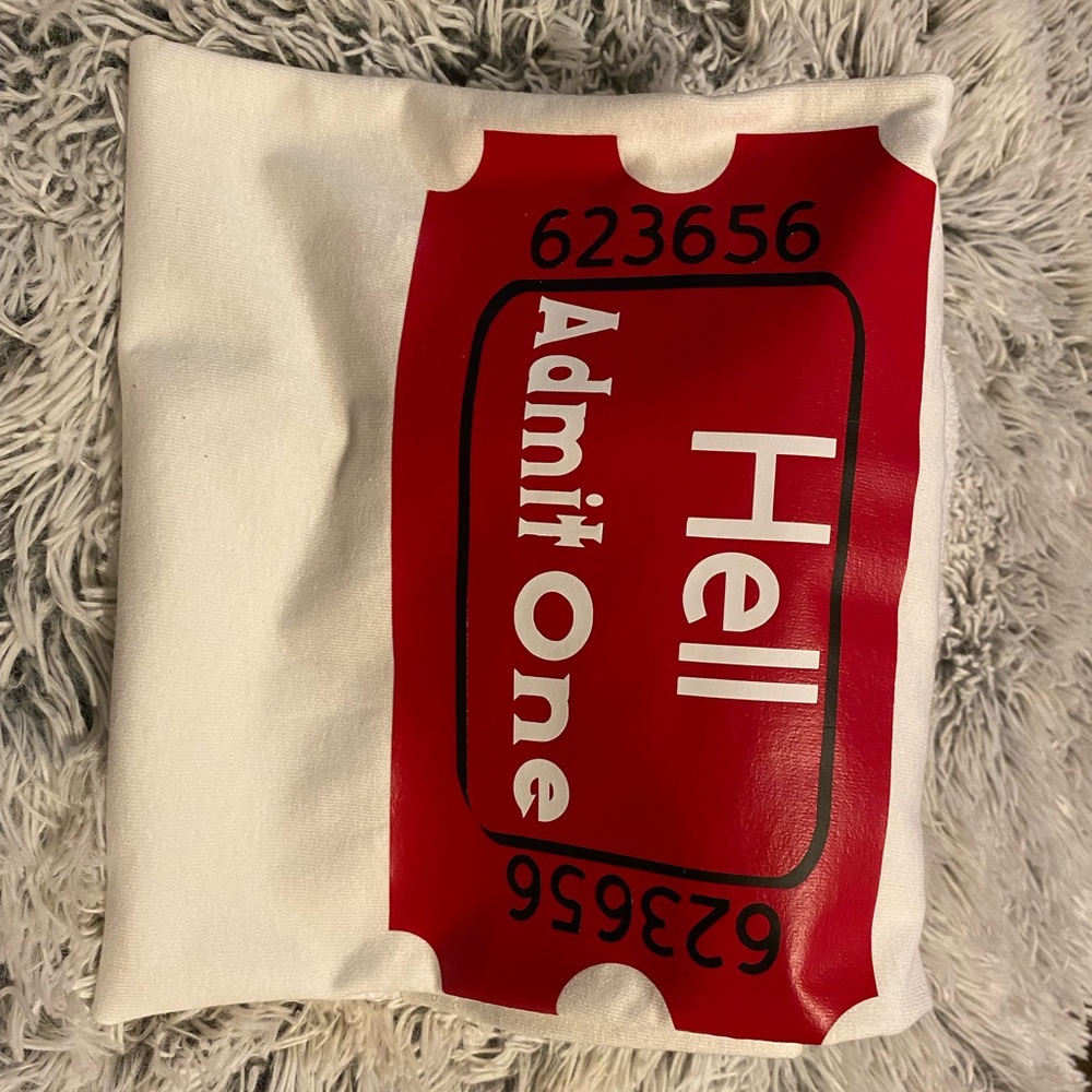 Large custom hell ticket t shirt